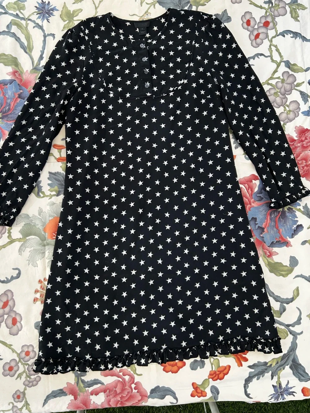 J Crew Collection Silk A Line Long Sleeve Dress w Stars!